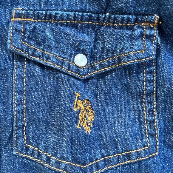 U.S. Polo Boys DenimButton Down Shirt with Pearl Button Snaps - Picture 3 of 4
